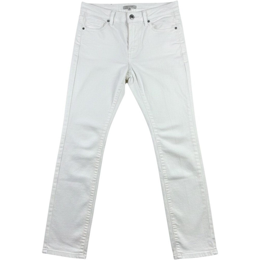 John Mark White Denim Frayed Fringe Hem Jeans Size 8 Straight Leg Distressed